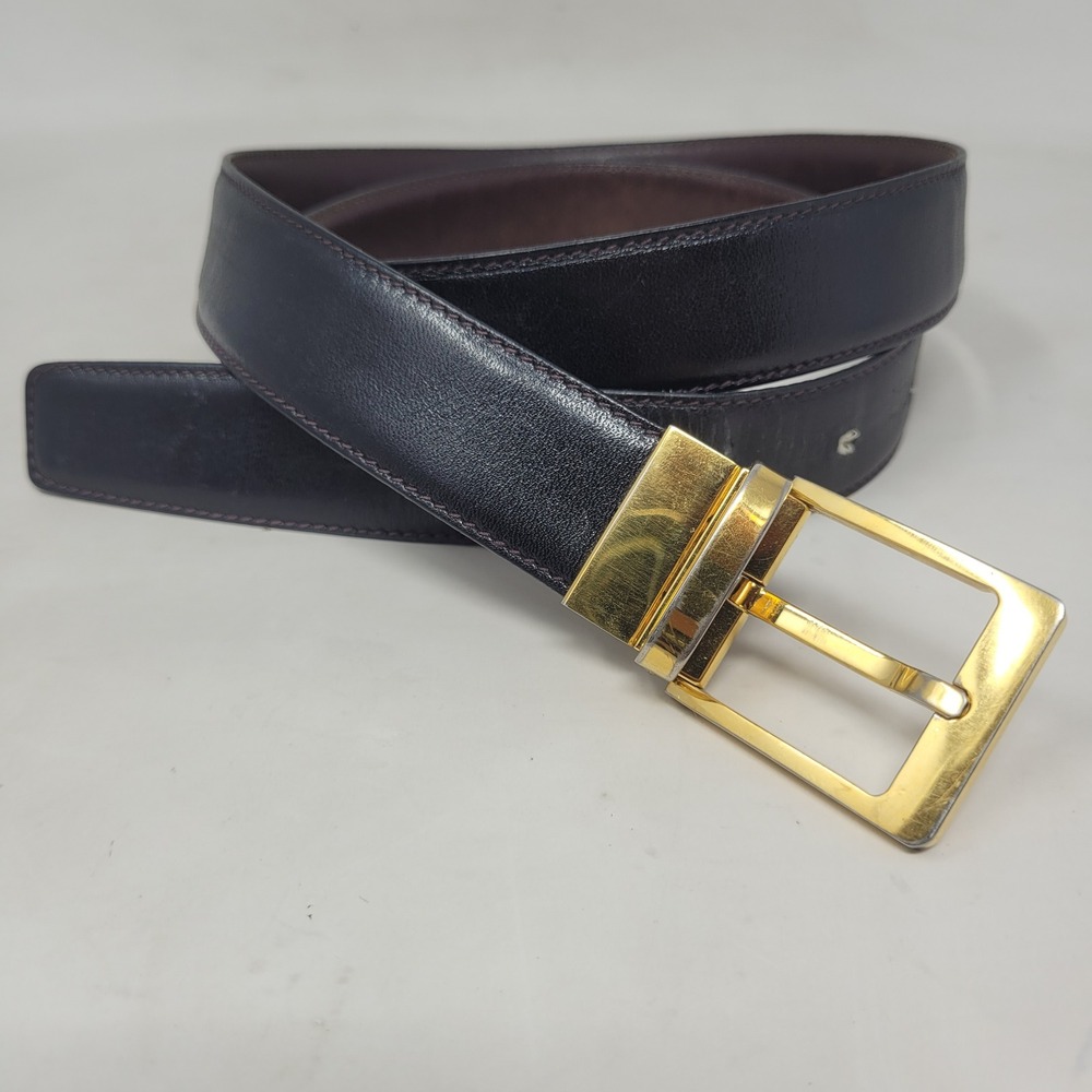 VTG Brooks Brothers Belt 34 Black Leather Box Calf Peal & Co Italy Dress Luxury